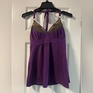 Purple Victoria Secret Halter Top with Gold Accents